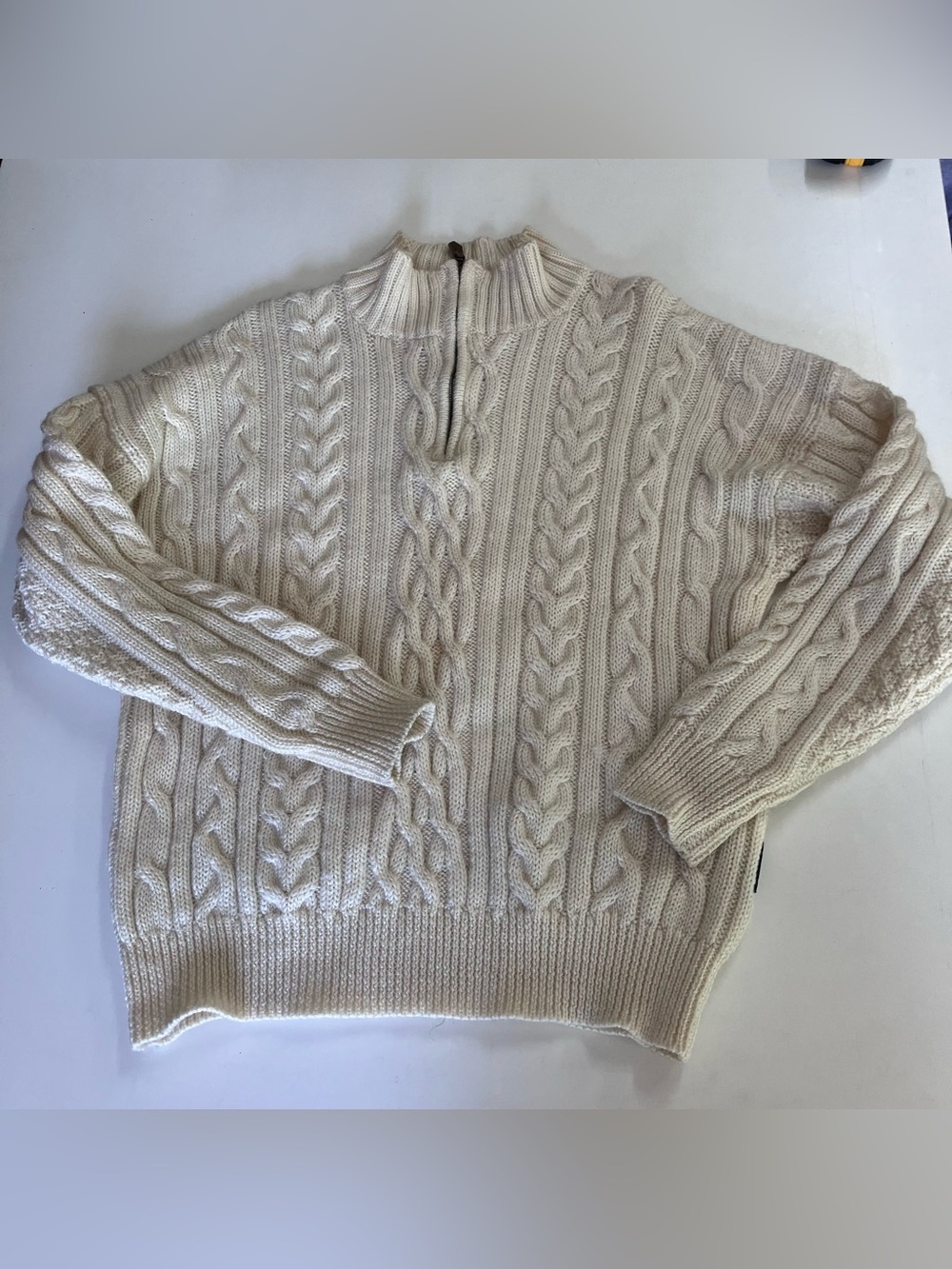 Woolovers men’s 100% British wool fisherman sweater quarter zip size Large